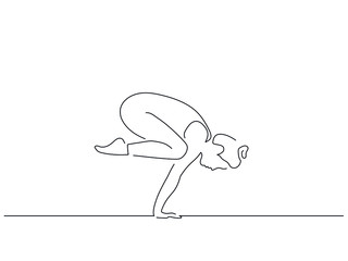 Woman practicing yoga isolated line drawing, vector illustration design. Sport collection.