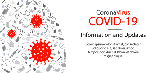 Vector illustration on a medical theme. Stop coronavirus. Virus treatment, information advice and updates.