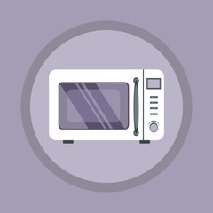 Microwave icon in violet circle with violet background. Flat illustration of steel microwave vector icon for web design and ets.