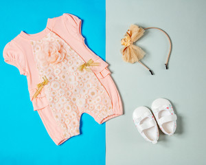baby girl outfits with pink onesie white shoes and headband