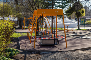 A playground for children outdoors during quarantine. Coronavirus epidemic.