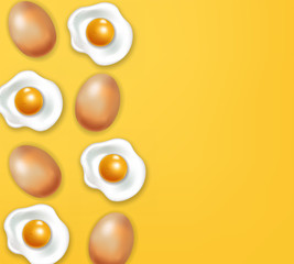 Eggs vector realistic set yellow background