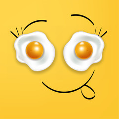 Egg vector realistic yellow background smyle