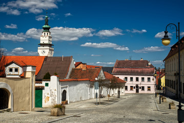 Boskovice City street and Clock Tower in the Czech Republic, Europe
