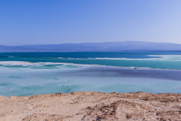 Amazing View to the Salty Surface of the Lake Assal, Djibouti