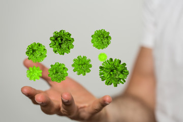 mikro digital epidemic corona virus nCoV , Novel Coronavirus 19-NCP. nCoV denoted is single-stranded RNA virus 3d.