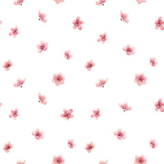 Beautiful vector floral summer seamless pattern with watercolor field abstract flowers. Stock illustration.
