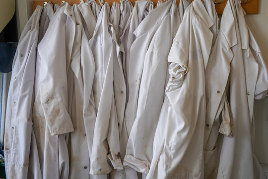 White Lab Coats Hanging Up