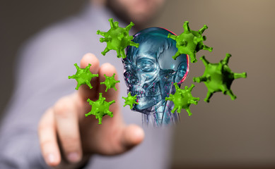flu virus attack digital 3d
