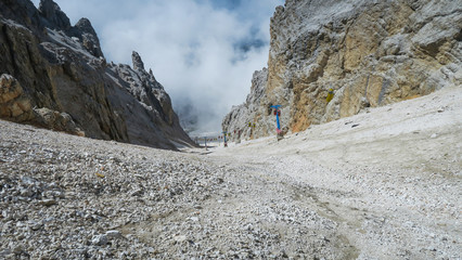 Gondola lift to Forcella Staunies, Monte Cristallo group, Dolomites, Italy