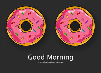 Two cute donuts cartoon style vector