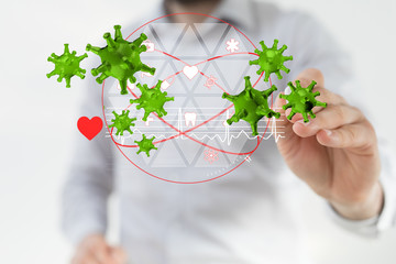 flu virus attack digital 3d