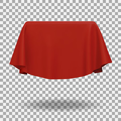 Red fabric covering a blank template vector illustration