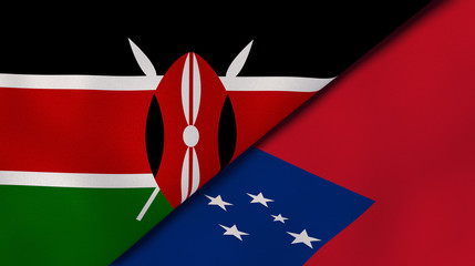 The flags of Kenya and Samoa. News, reportage, business background. 3d illustration