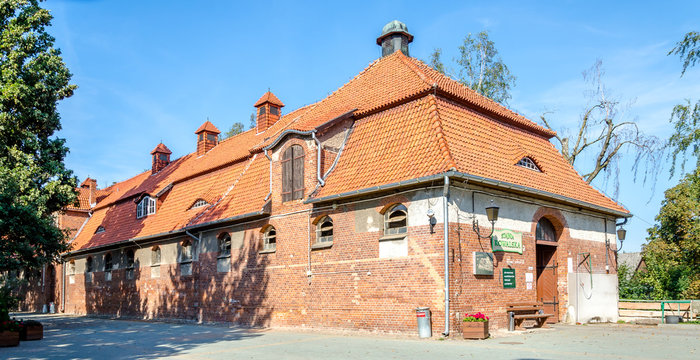 Brick buildings at the Kwidzyn Horse Stud.