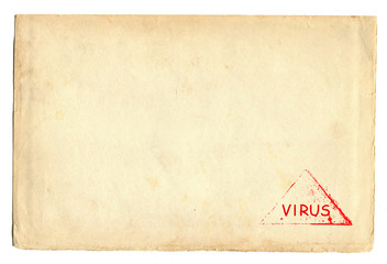 Texture of old paper with red ink stamp 