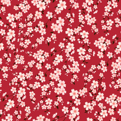 Obraz na płótnie Canvas Seamless pattern with cherry blossom branches. Botanical ornament for fabric. Design for cards and Wallpapers.