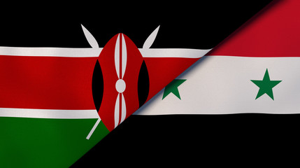 The flags of Kenya and Syria. News, reportage, business background. 3d illustration