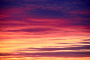 Sunset. Colored clouds. Landscape