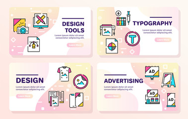 Typography symbols color linear vector icon set