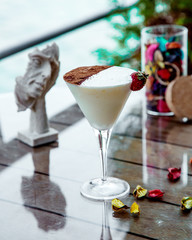 brown white tiramisu on the table