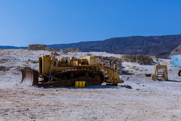 Crushed Construction Machines on the Lake Assal, Djibouti