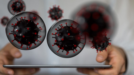 Corona Virus - Microbiology And Virology Concept - illustration protection.