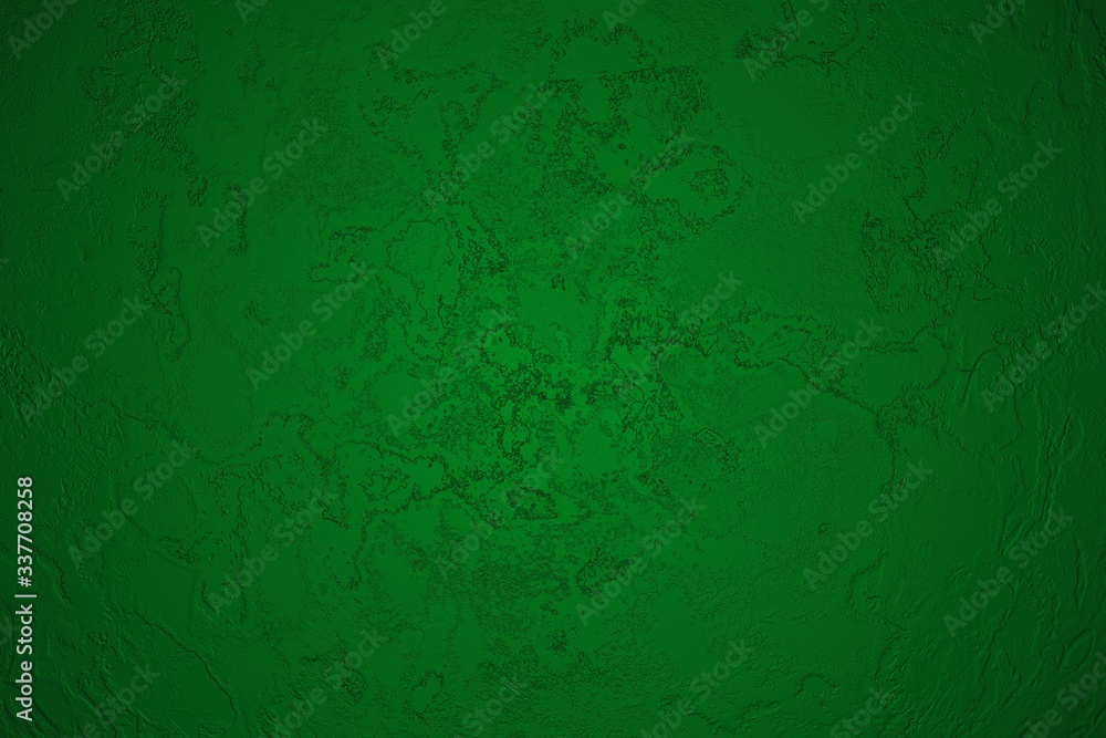 Wall mural fragment of a plastered dark green wall.