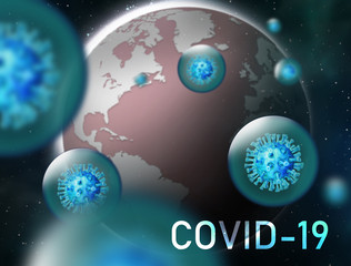 virus, coronavirus covid19 covid-19 on blue background neon, DNA, biological research © SENKI
