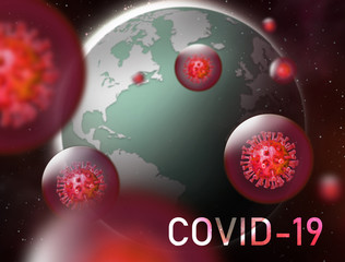 virus, coronavirus covid19 covid-19 on blue background neon, DNA, biological research © SENKI