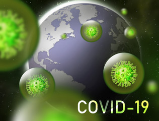 virus, coronavirus covid19 covid-19 on blue background neon, DNA, biological research © SENKI
