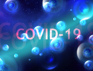 virus, coronavirus covid19 covid-19 on blue background neon, DNA, biological research