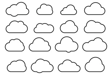 Clouds line art icon. Storage solution element, databases, networking, software image, cloud and meteorology concept. Vector line art illustration isolated on white background