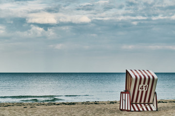 Single beach chair at the Baltic Sea