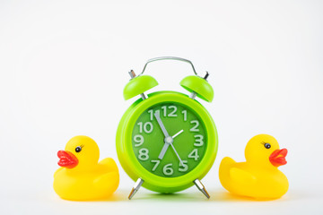 yellow rubber duck. Time. 