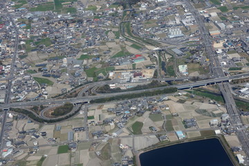 高松自動車道の善通寺インターチェンジ付近を空撮