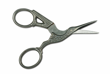 old collection scissors cut out on white background