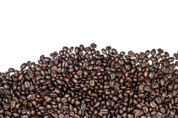 Roasted coffee beans isolated on white background with clipping path