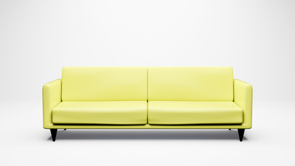 3D Rendering Blue Sofa isolated on white background. Including clipping path.