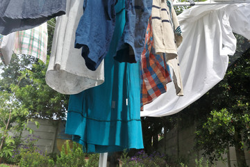 Washing on the line on a sunny day