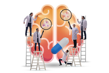 The team of doctors examining human brain