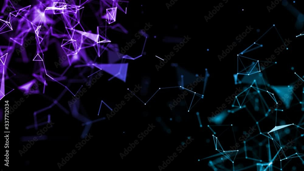 Poster animated color plexus and particle motion. network shape