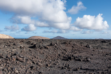 Volcanic landscape of Timanfaya National Park on island Lanzarote