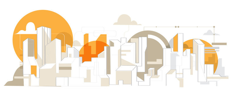 Skyline di una città moderna con grattacieli