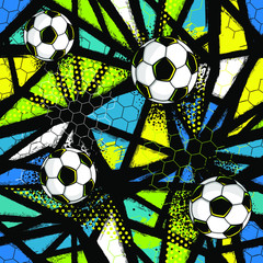Abstract seamless football pattern. Halftone repeat sport print for boy textile clothes, wrapping paper. © Kseniia Koval