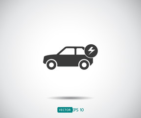 Obraz premium Electric icon car, logo vector illustration