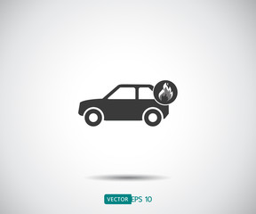 car fired Vehicle insurance Icon. Flat pictograph Icon design, Vector illustration