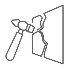 Hammer tool smashing glass or breakable construction sheet
