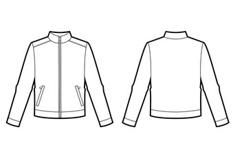 Technical sketch of man sweatshirt with zipper on front. © Olesya