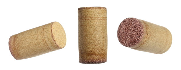 Wine corks set and collection with clipping path, isolated on white background